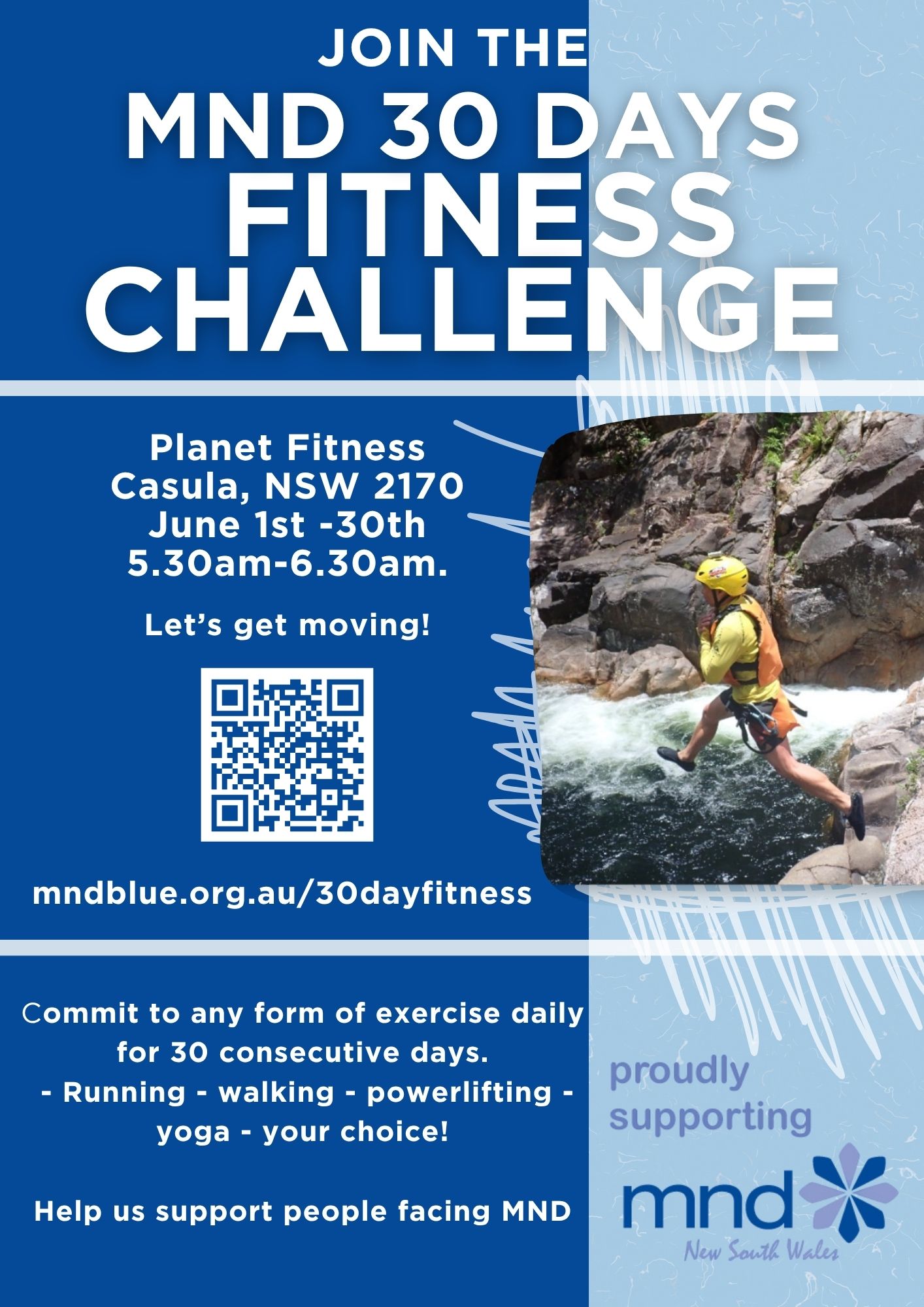 Darius MND 30 day fitness challenge A4 flyer