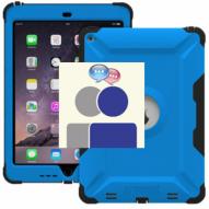 iPad front and back with blue hard case